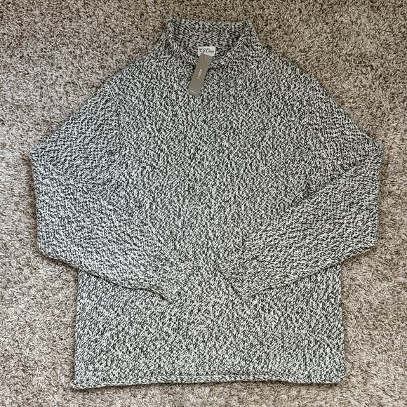 NWT J. Crew Roll Neck Cotton Sweater Oatmeal Green Fisherman Men’s Size Large